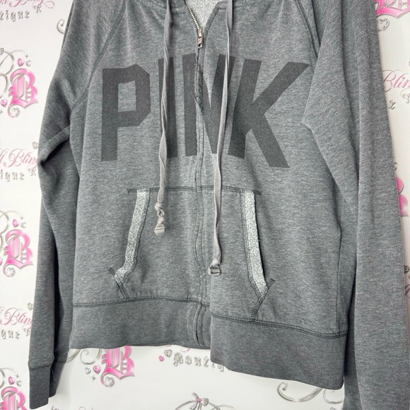 Victoria secret pink sweater hoodie ombré sunset 86 on back zip up zipper grey - Picture 8 of 11